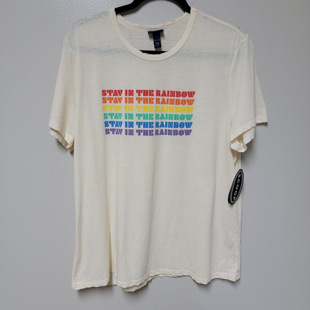 NWT SCOOP Stay in the Rainbow White TShirt XXXL/3XG (22)